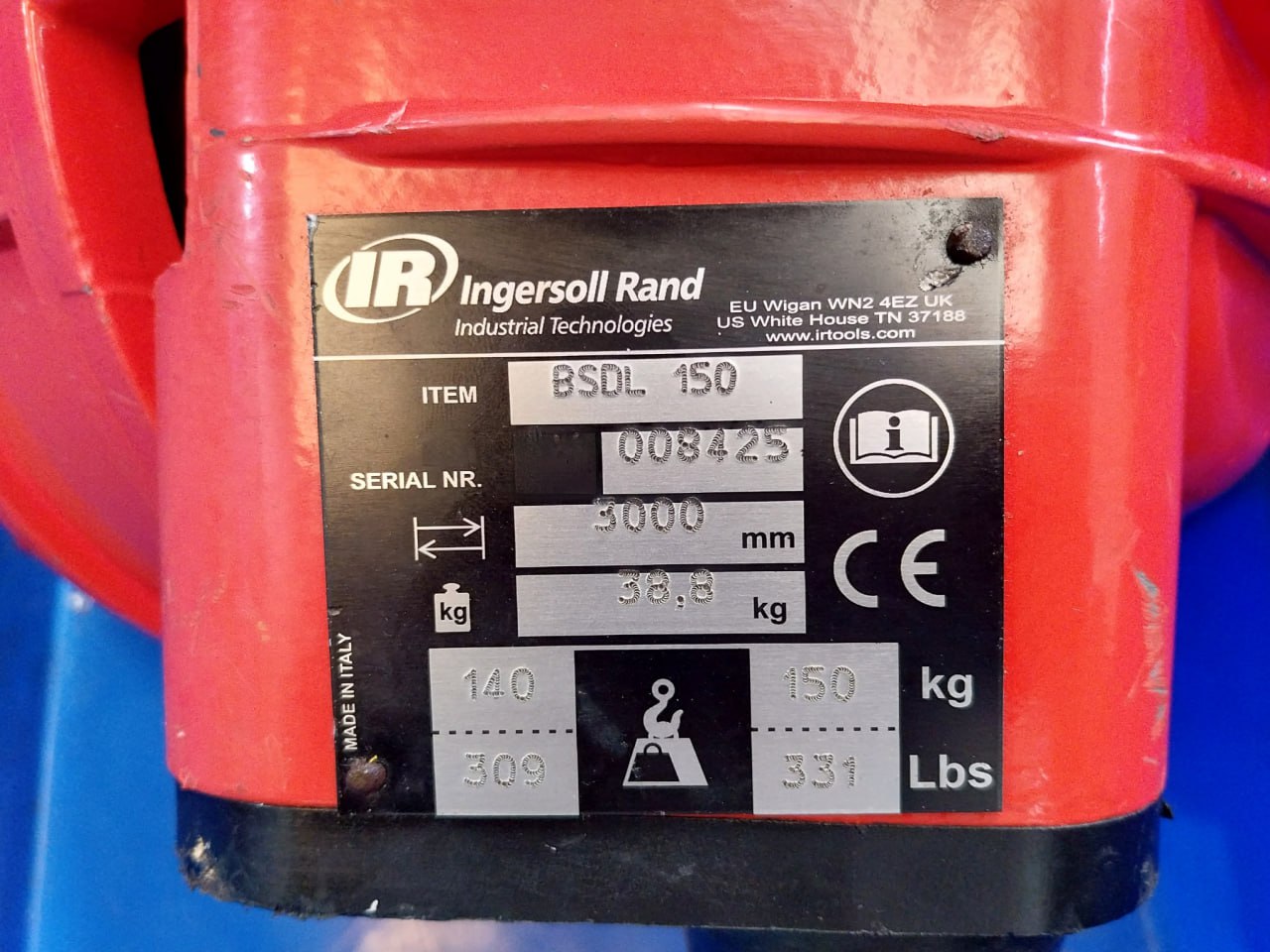 Ingersoll Rand Bsdl150 Locking Spring Balancer 3000 Mm