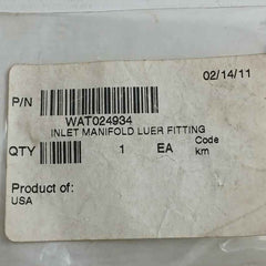 Inlet Manifold Luer Fitting Brand Waters Wat024934