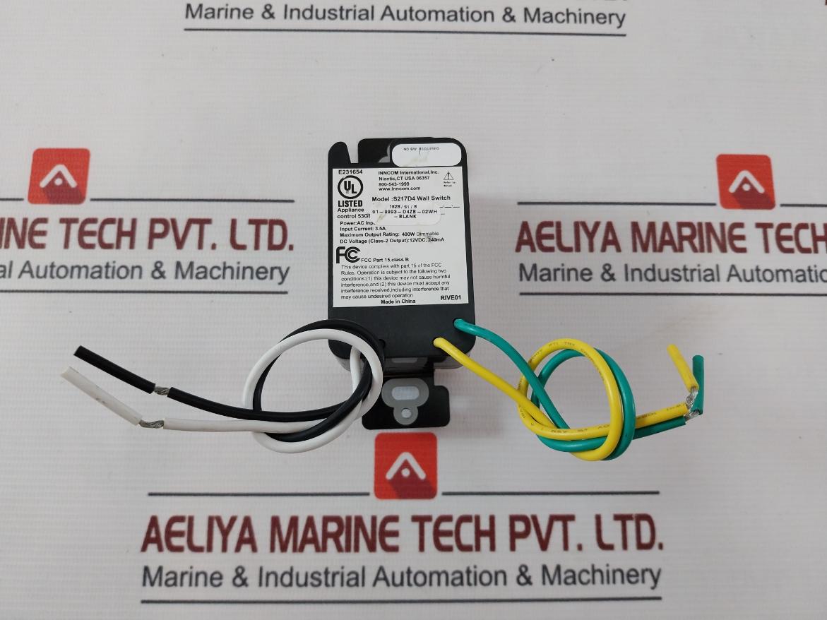 Inncom S217D4 Wall Switch 01-9993-d4Zb-02Wh-blank 12Vdc 240Ma 3.5A