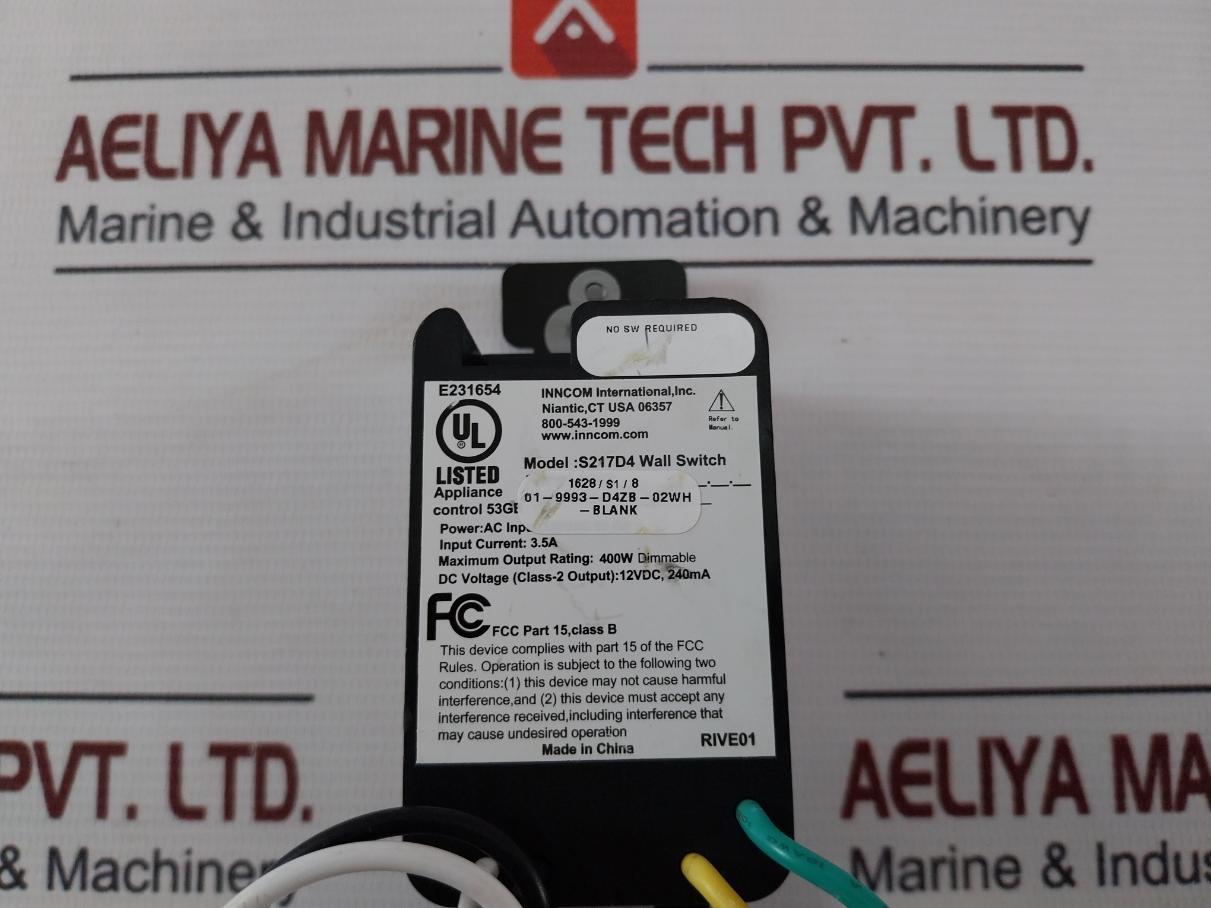 Inncom S217D4 Wall Switch 01-9993-d4Zb-02Wh-blank 12Vdc 240Ma 3.5A