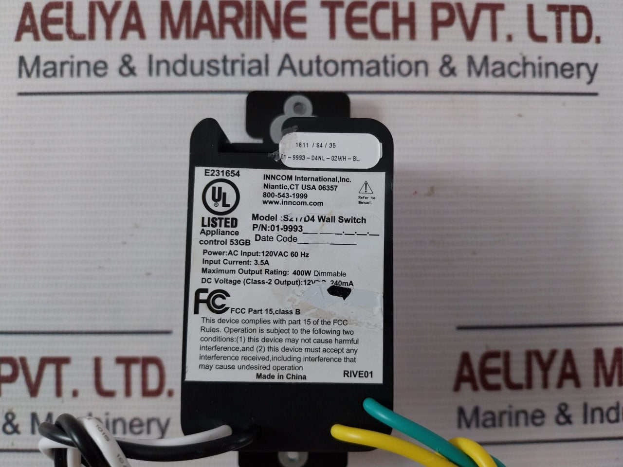 Inncom S217D4 Wall Switch 01-9993 120V Ac, 60 Hz
