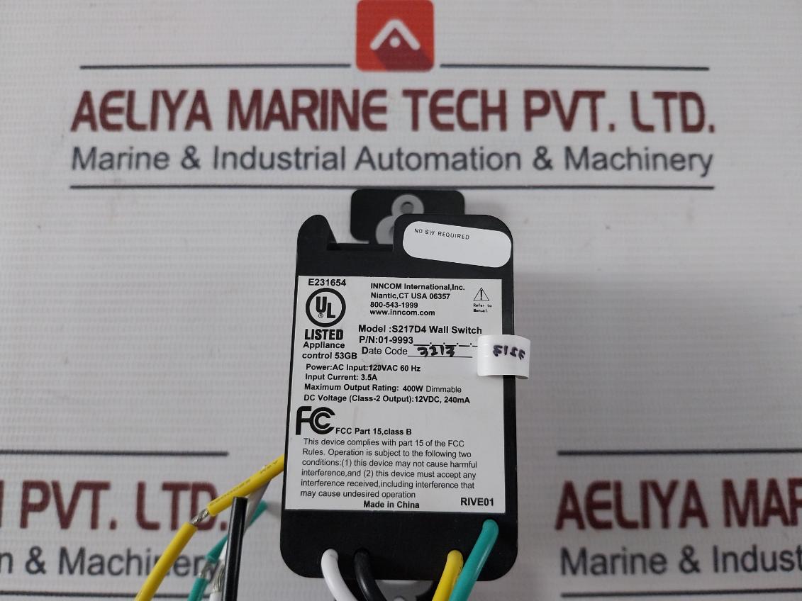 Inncom S217D4 Wall Switch 01-9993 120Vac 60Hz 3.5A 400W 12Vdc, 240Ma