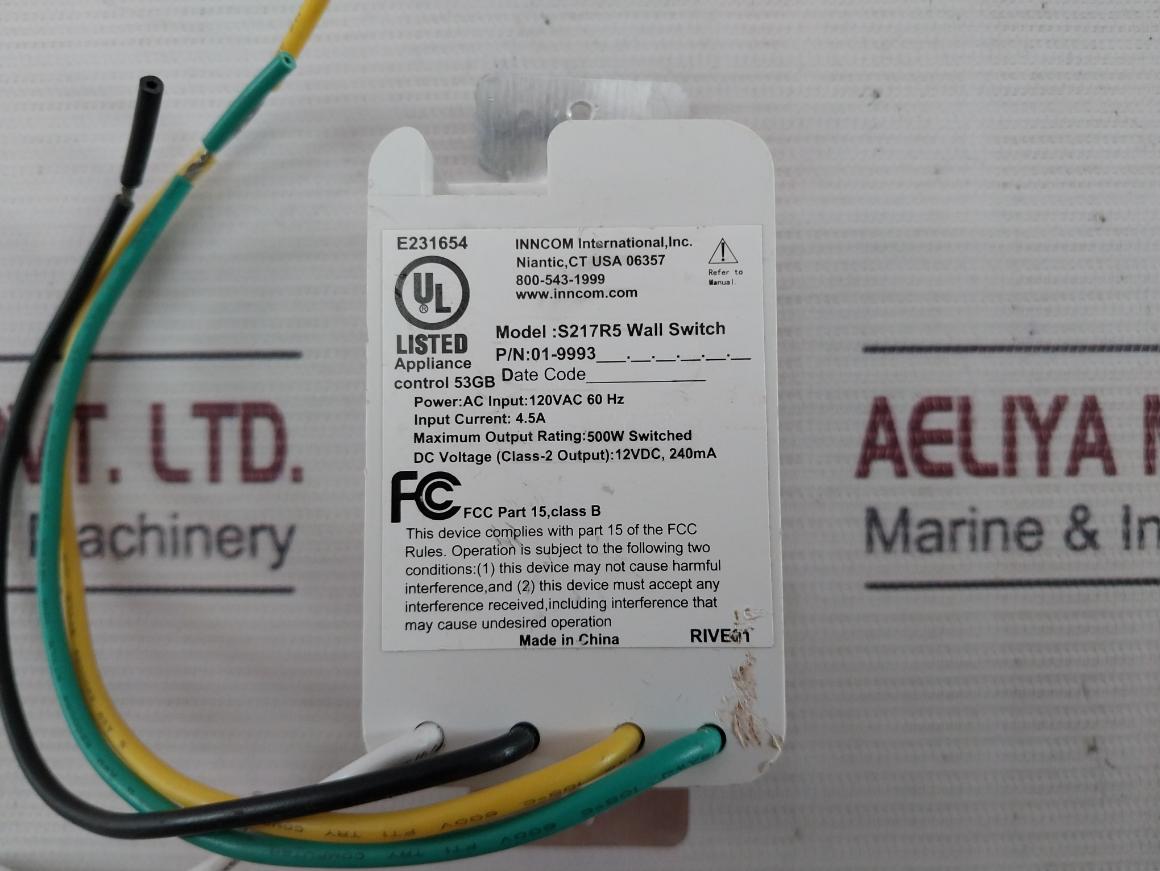 Inncom S217R5 Wall Switch 01-9993 4.5A 500W