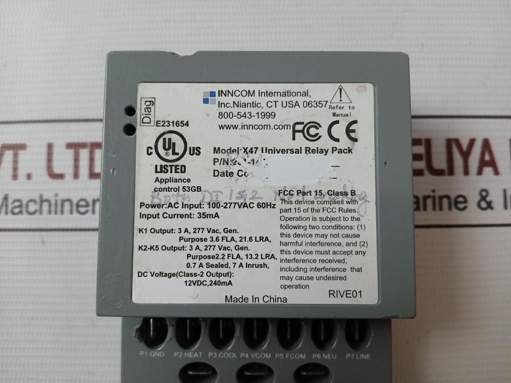 Inncom X47 Universal Relay Pack 100-277Vac 60Hz 35Ma E231654