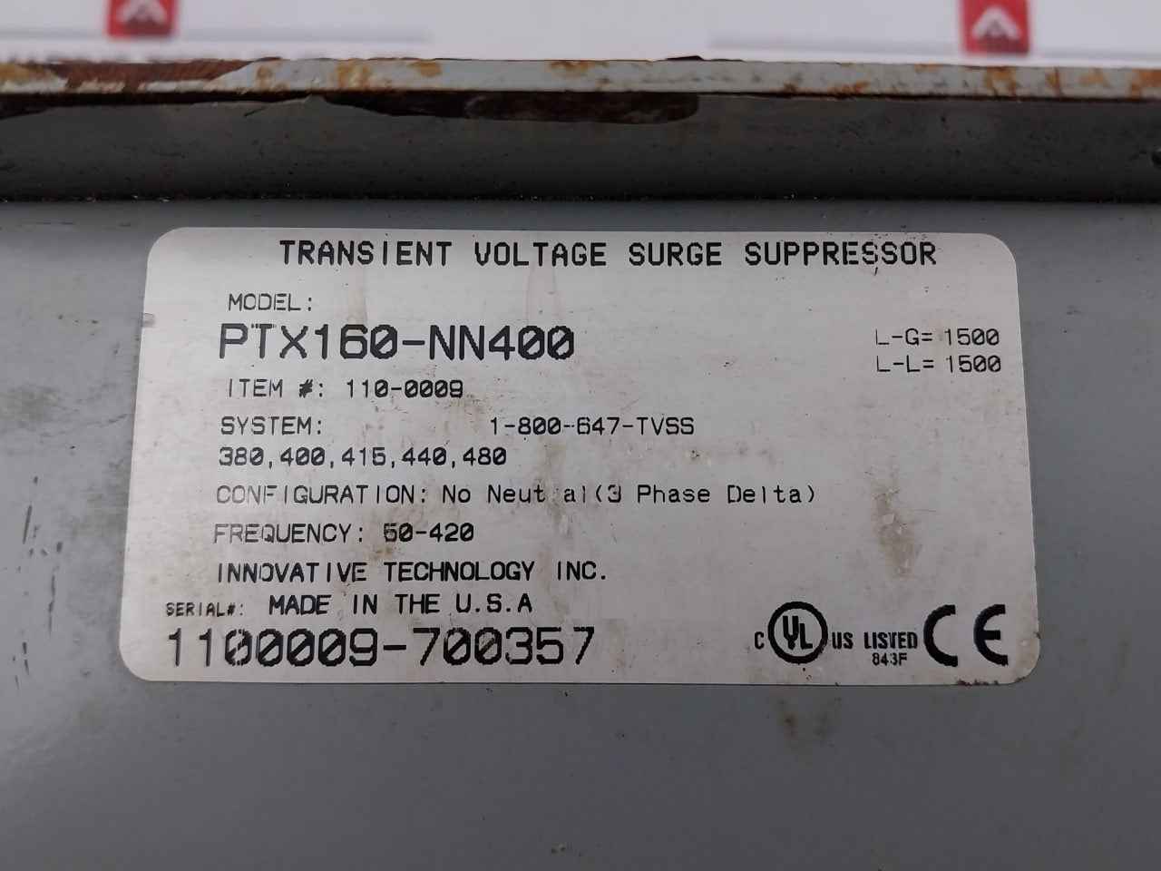 Innovative Technology Ptx160-nn400 Transient Voltage Surge Suppressor Box 3Ph