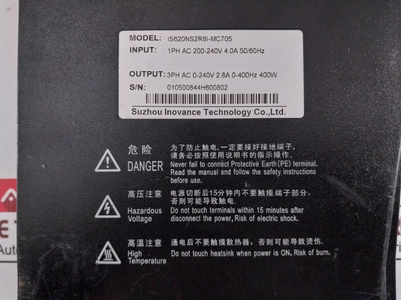 Inovance Is620Ns2R8I-mc705 Servo Drive 3Ph Ac 0-240V 2.8A 0-400 Hz 400W