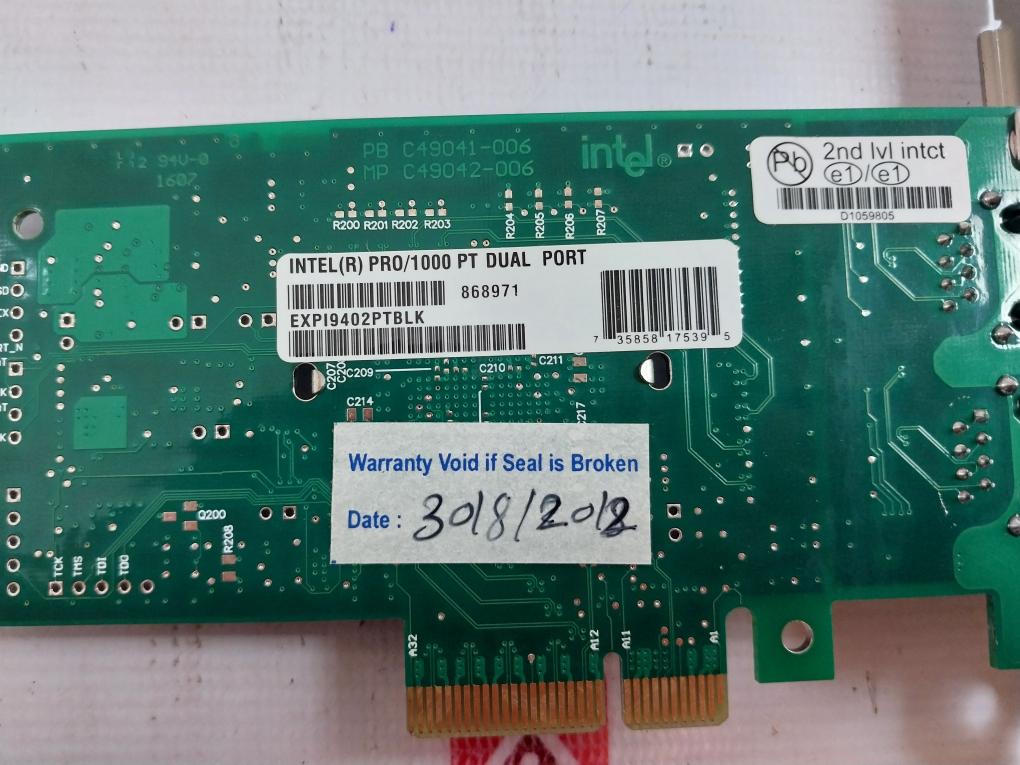 Intel Expi9402ptblk 2-port Pro/1000 Pt Dual Port Pci Express Nic Card