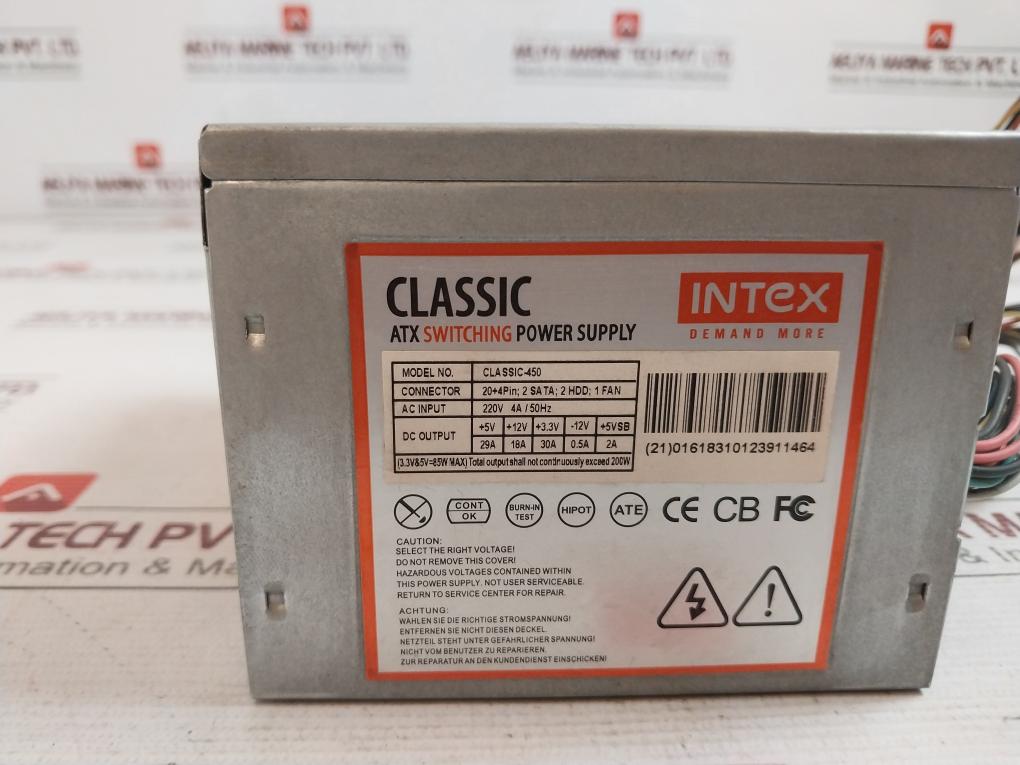 Intex Classic-450 Atx Switching Power Supply 20+4Pin; 2 Sata; 2 Hdd; 1 Fan 220V