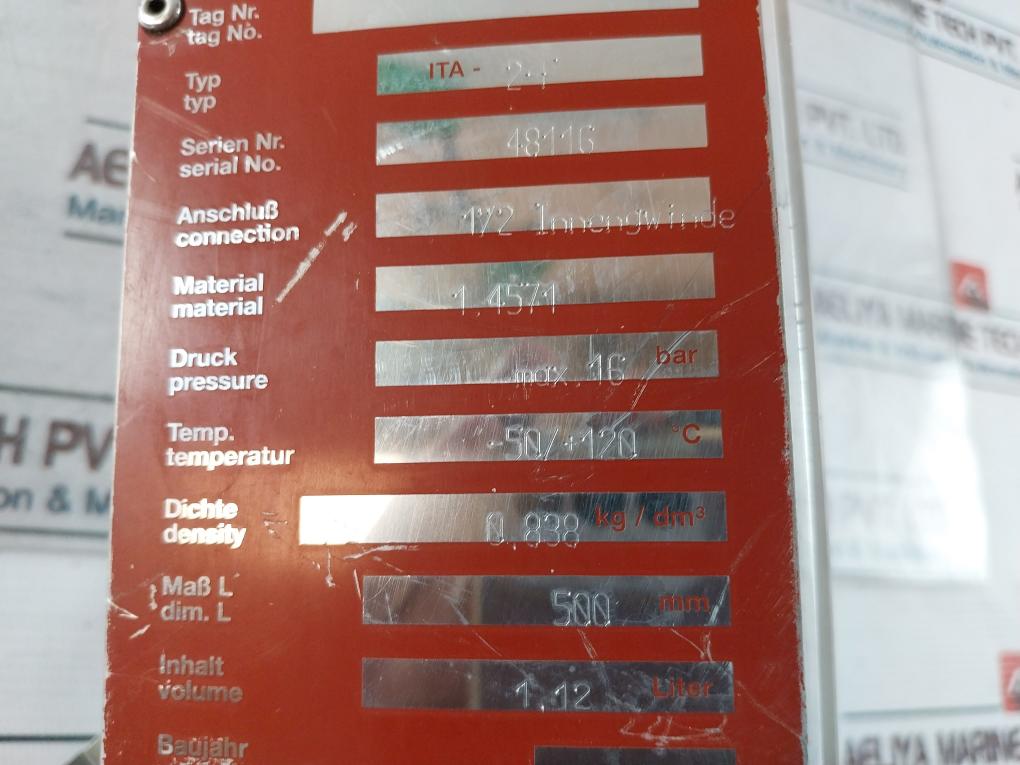 Intra Automation ITA-2-F Level Gauge Main Reservoir 1088SE-ATEX