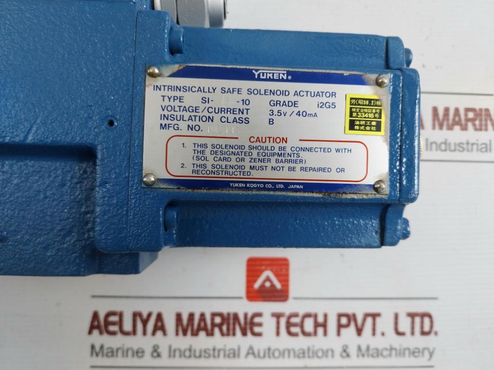 Intrinsically Safe Solenoid Actuator Yuken 3.5V/40Ma Part Number Isdsg-01-3C4-10