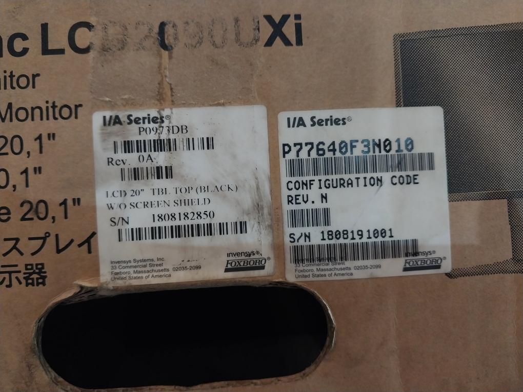 Invensys P0973Db I/A Series Lcd 20 Inches Tbl Top (Black) W/O Screen Shield