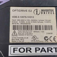 Invertek Ode-2-12075-1k012 Ac Variable Speed Drive 200-240v (not Working)