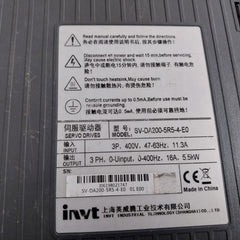 Invt Sv-da200-5R5-4-e0 Servo Drive 3P 400V 47-63Hz 11.3A