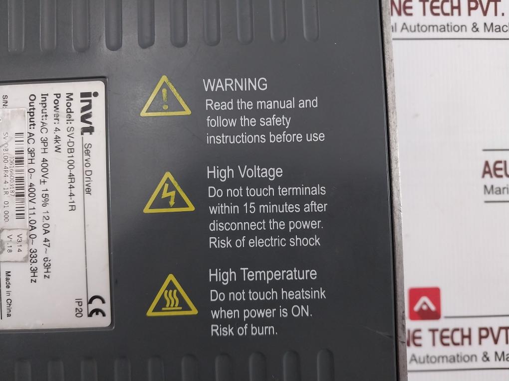 Invt Sv-db100-4R4-4-1R Servo Driver 4.4Kw Ip20 400V 12.0A 47-63Hz