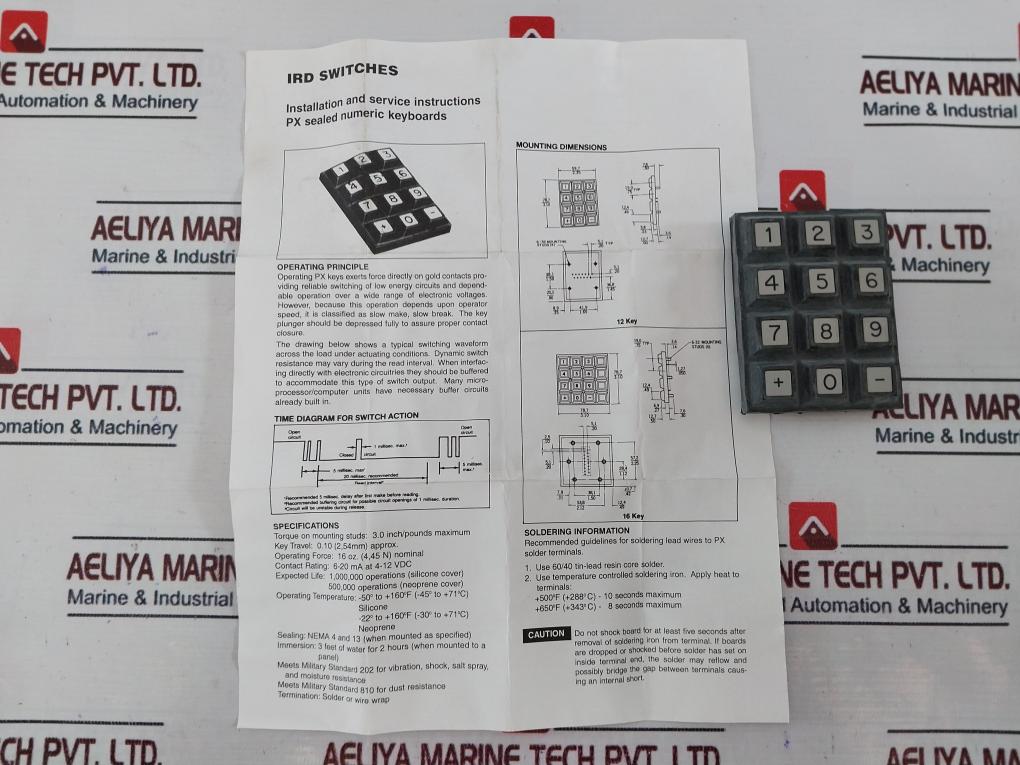 Ird Switches Px1P12K10A1A-002 Numeric Keypad Selector Unit