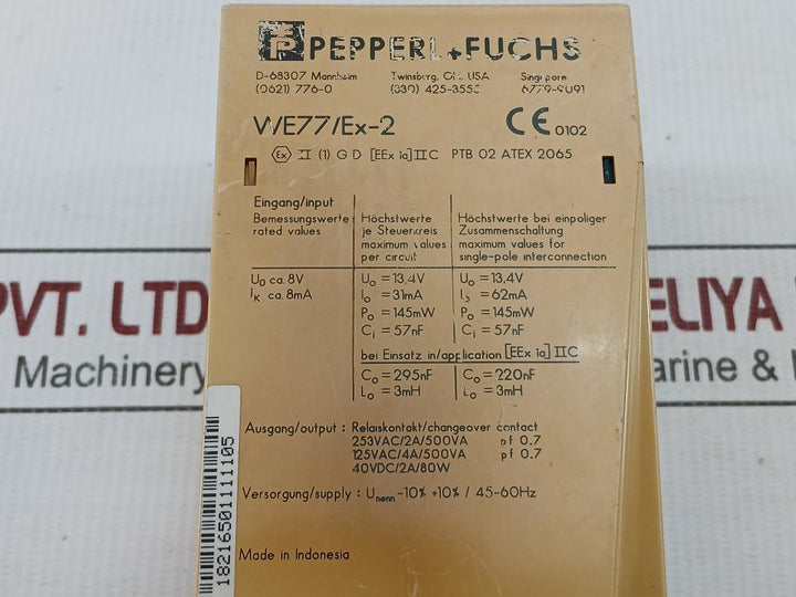 Isolated Switch Amplifier We77/Ex-2 129198 Pepperl+Fuchs 230 Vac 45–60 Hz