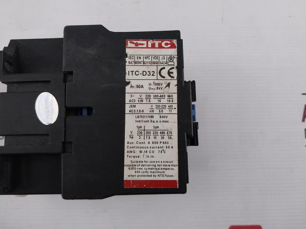 Itc D3210 Contactor 50A 220-230V 50Hz, 220-240V 60Hz