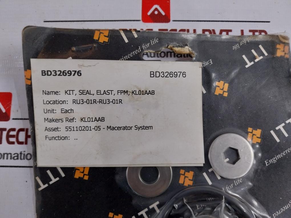 Itt Kit, Seal, Elast, Fpm, Kl01aab Kl02ab0 Bd326976 Pump Gasket Kit