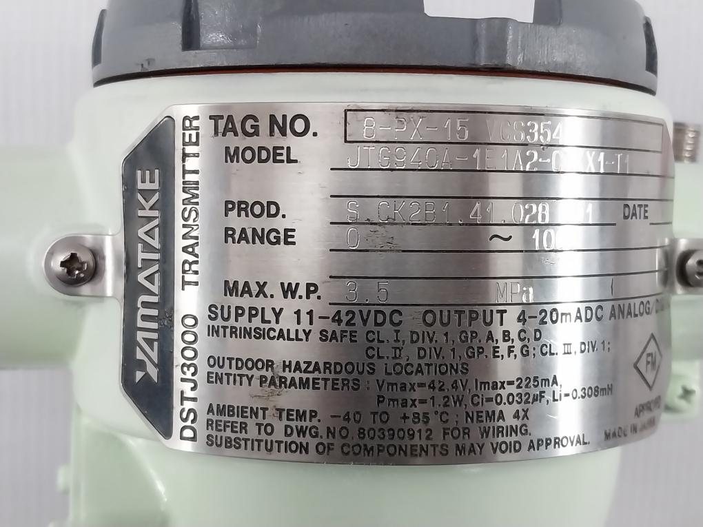 JTG940A-1E1A2-CXXX1-T1-Yamatake-Honeywell-0-1000Kpa-Pressure-Transmitter-210633-11