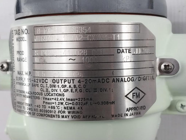 JTG940A-1E1A2-CXXX1-T1-Yamatake-Honeywell-0-1000Kpa-Pressure-Transmitter-210633-12