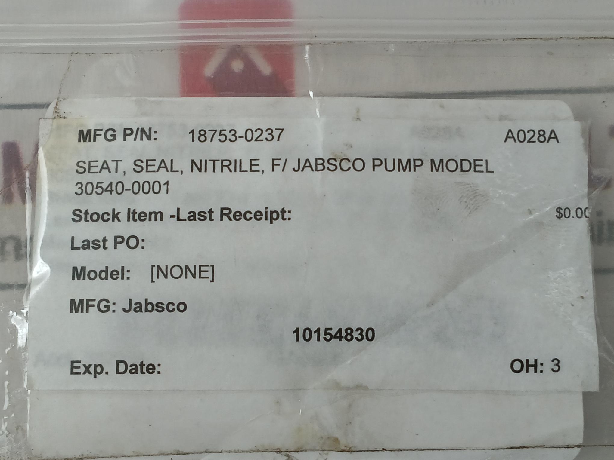 Jabsco 18753-0237 Seat, Seal, Nitrile, F/Pump Model