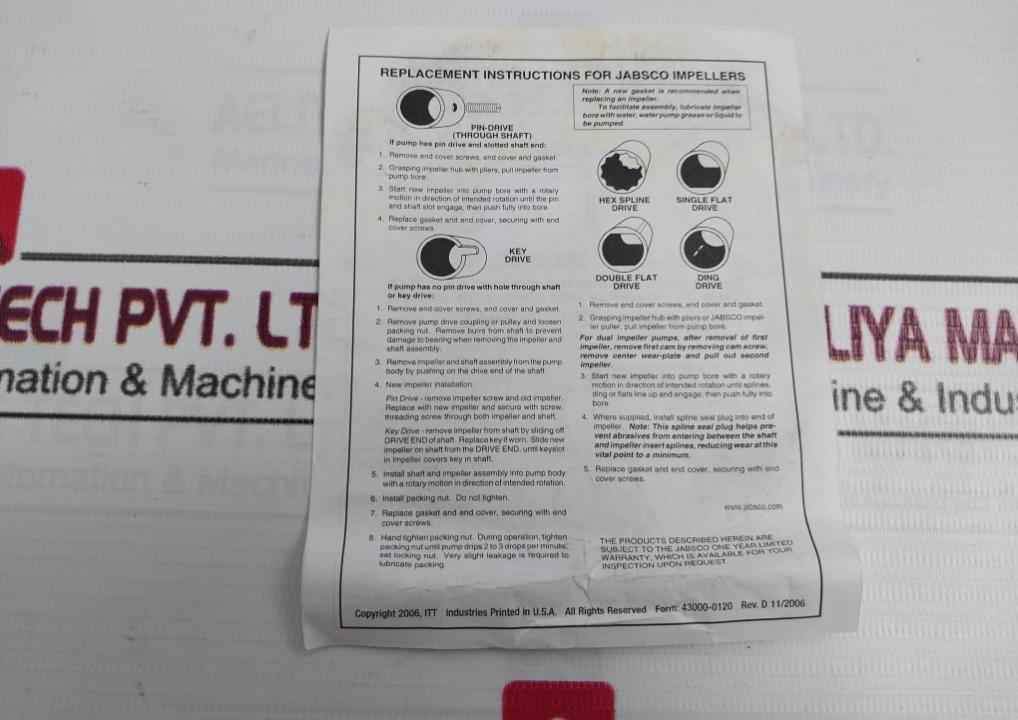 Jabsco 18786-0003 Nitrile Impeller For Pump Model 30