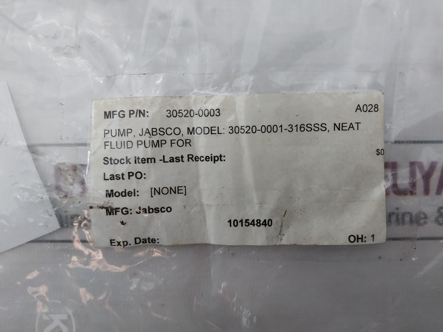 Jabsco 30520-0003 Neat Fluid Pump 10154840