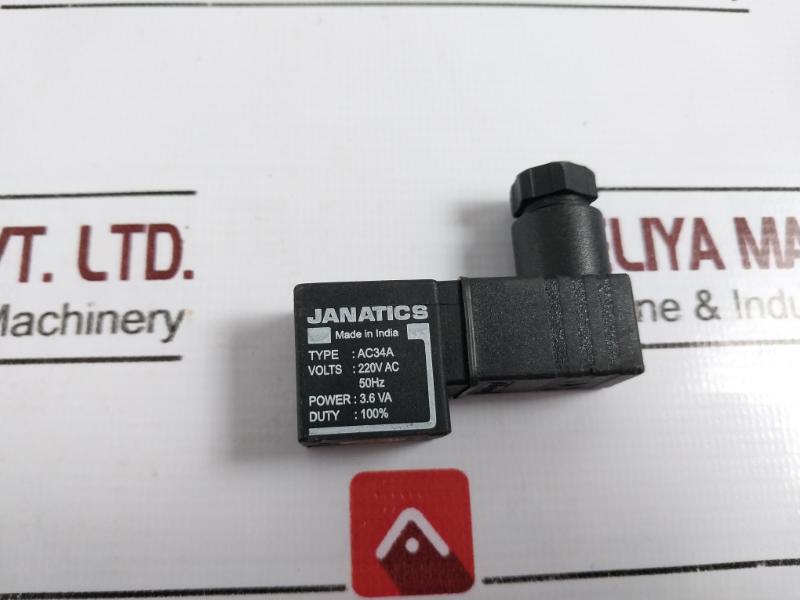 Janatics Ac34A Solenoid Valve Coil, 220V Ac 50Hz, 3.6Va, Duty 100%