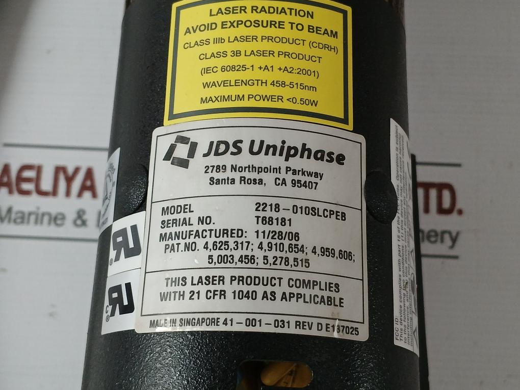 2218-010Slcpeb Air-cooled Argon-ion Laser Head Jds Uniphase 100-250 Vac