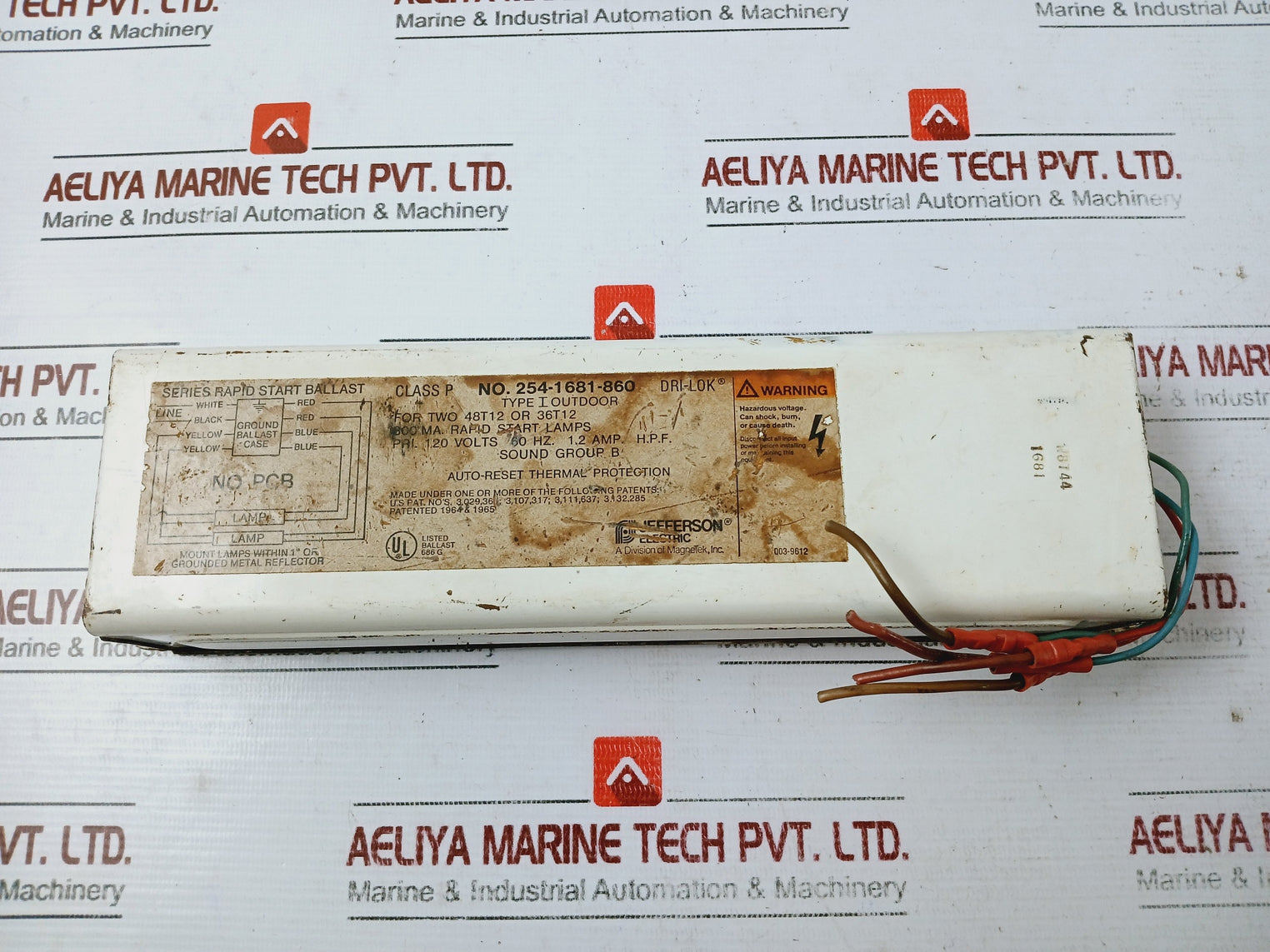 JEFFERSON ELECTRIC 254-1681-860 Rapid Start Ballast 120V 800mA