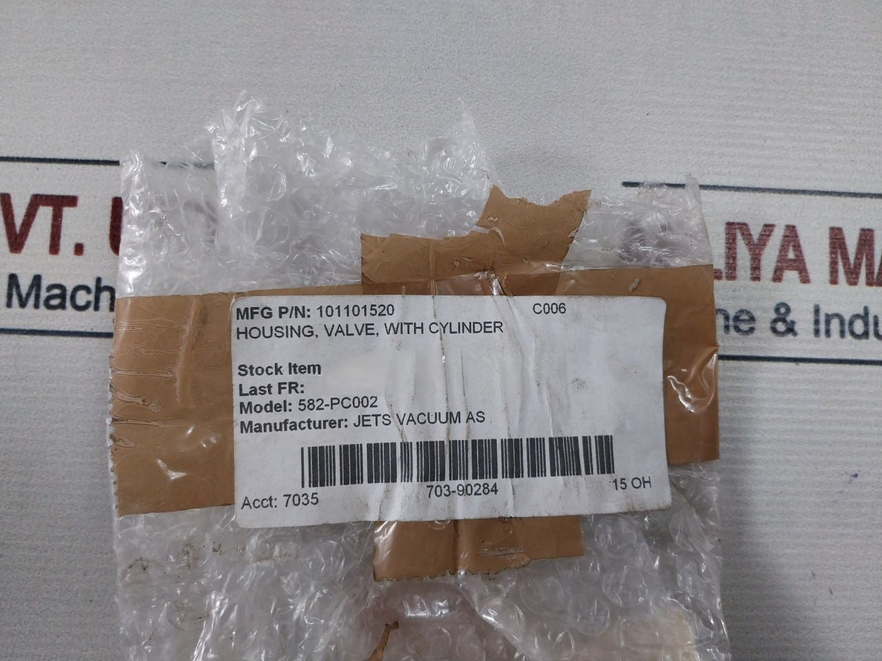 Jets Vacuum 101101520 Housing Valve With Cylinder 582-pc002