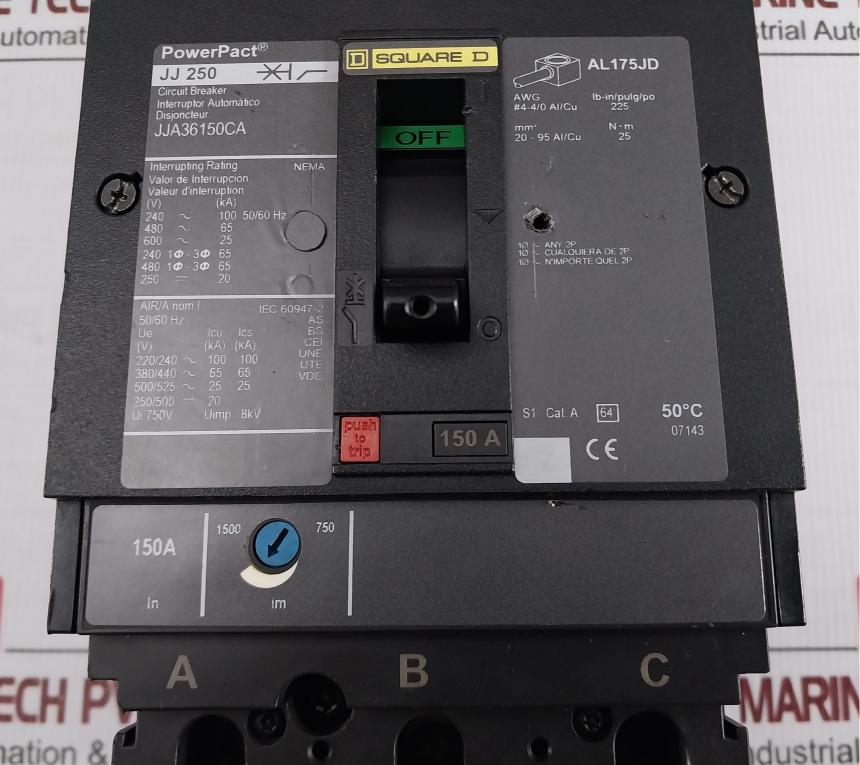 Jja36150Ca Square D/Schneider Electric Powerpact 3P Molded Case Circuit Breaker