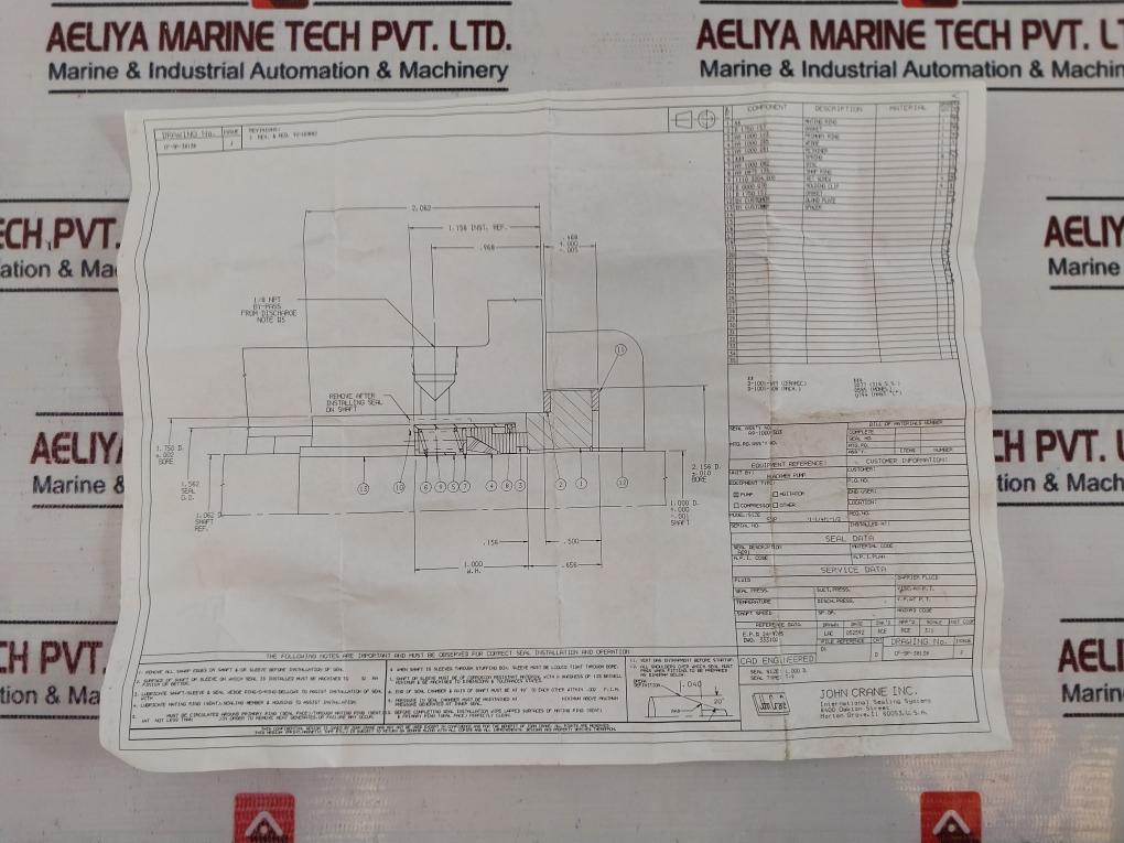 John Crane B08155 Mechanical Seal Assembly 333104