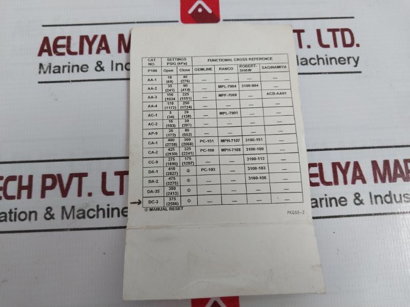 Johnson Controls P100Ap-2C Encapsulated Pressure Control 240 Vac 35 Psig 60 Psig