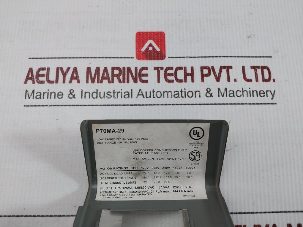 Johnson Controls 120/300Vdc Controls For Dual Pressure P70Ma-29