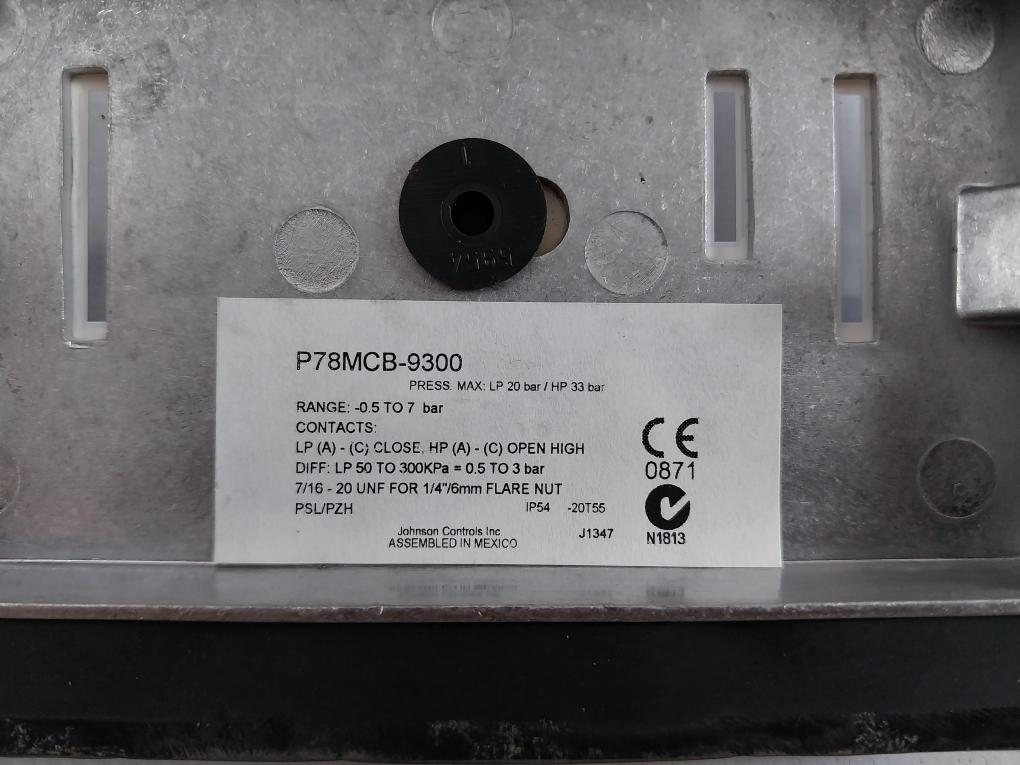Johnson Controls P78Mcb-9300 Dual Pressure Control Switch 100-400 Psi Plt057N030