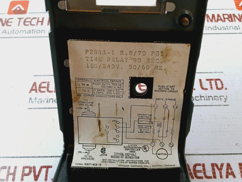 Johnson P28Aa-1 3 Phase Lube Oil Control 50/60Hz 240V 120/240Vac