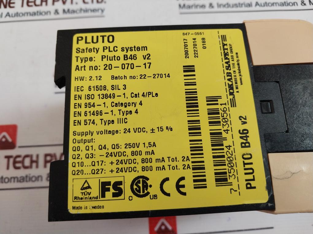 Jokab Safety PLUTO B46 V2 Programmable Safety Controller 20-070-17 24VDC