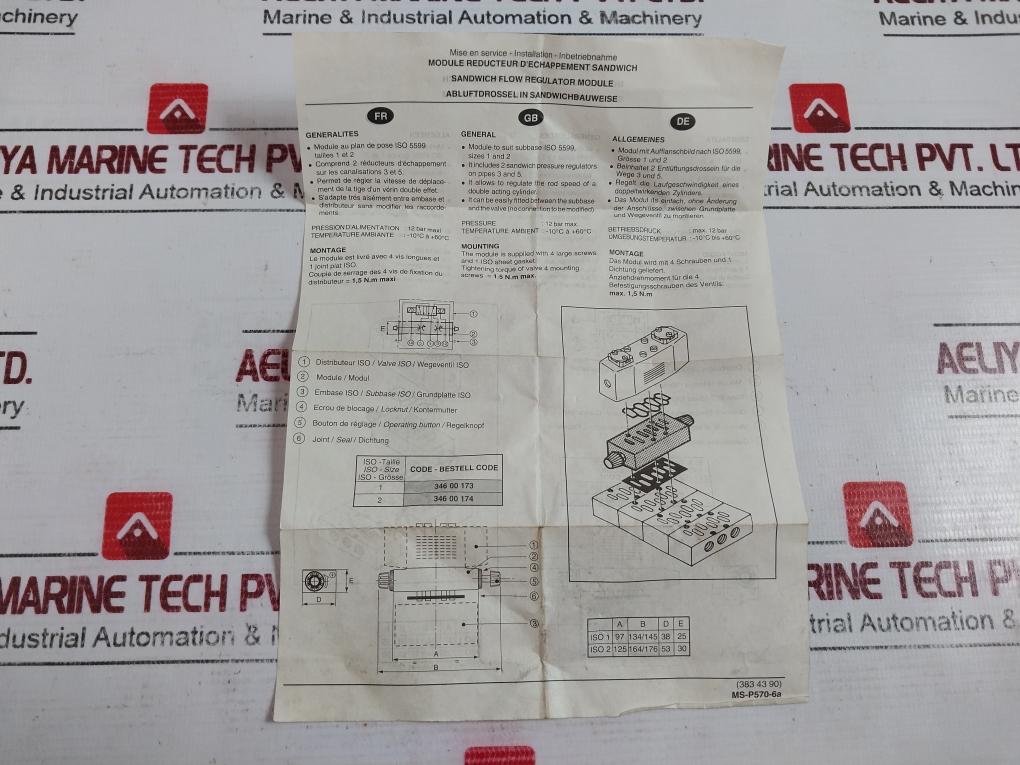 Joucomatic 34600173 Manifold Control Valve 803.029.090.0035 12 Bar