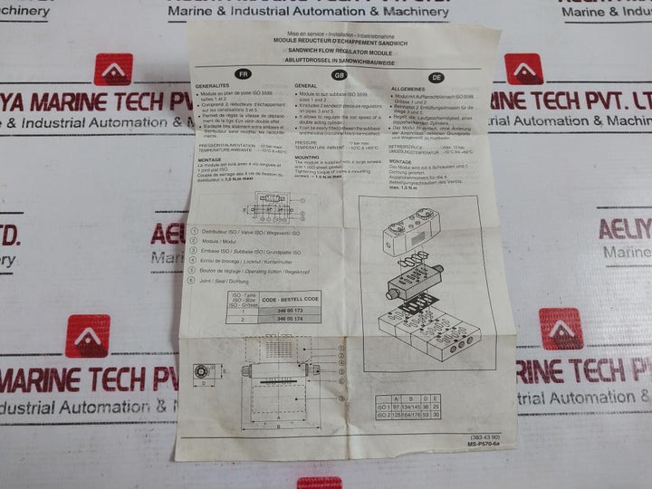 Joucomatic 34600173 Manifold Control Valve 803.029.090.0035 12 Bar