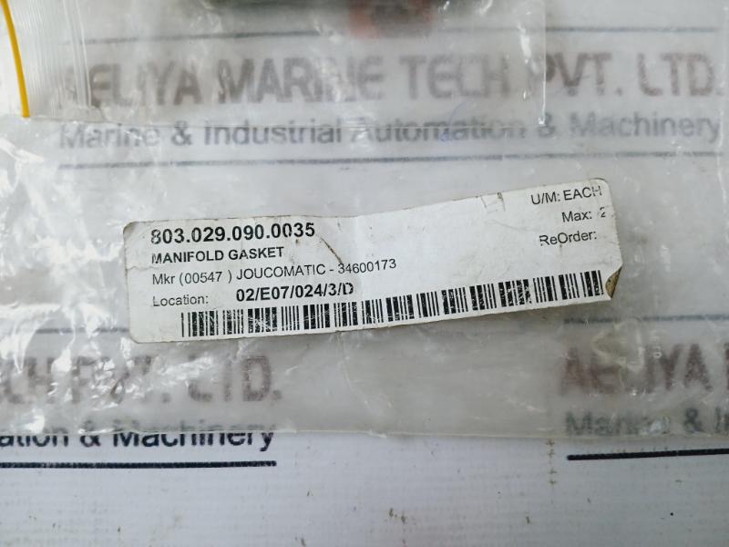 Joucomatic 346 00 173 Manifold Control Valve 803.029.090.0035