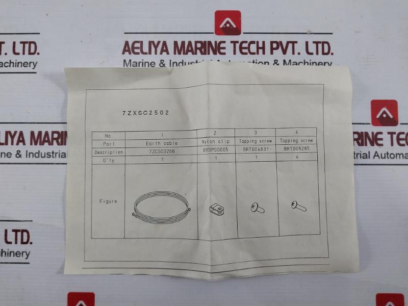 Jrc 7Zxsc2502 Earth Cable With Accessory, Nylon Clip, Tapping Screw