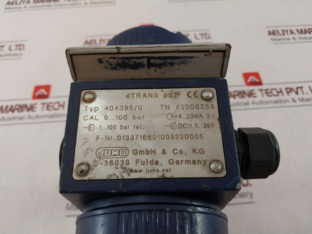 Jumo 404385/0 Pressure Transmitter With Display 43008258 0-100 Bar 4–20Ma