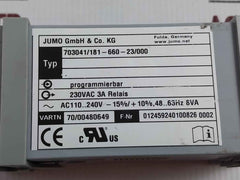 Jumo 703041/181-660-23/000 Temperature Controller 230Vac 3A Relais 48...63Hz 8Va