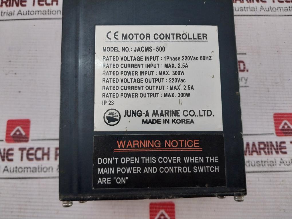 Jung-a Jacms-500 Motor Controller 1Phase 220Vac 60Hz