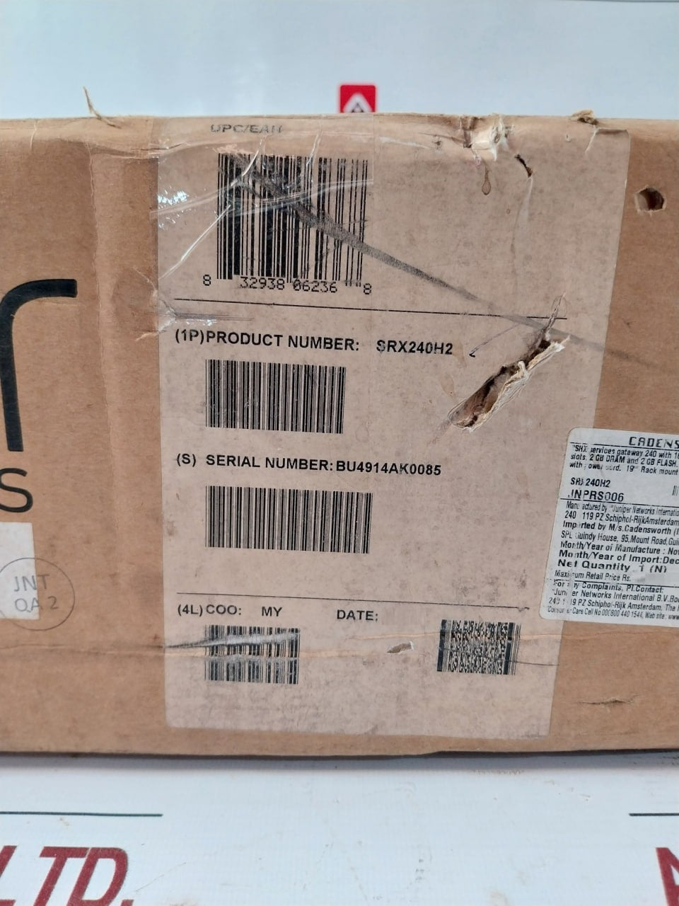 Juniper Networks Srx240 Services Gateway 100-240V- 50-60Hz 07 Cm-1 10A 250V