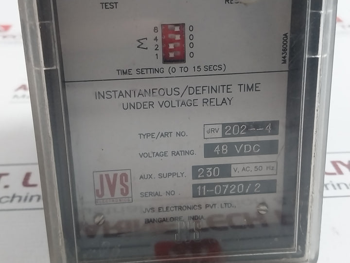 Jvs Jrv 202--4 Under Voltage Relay 0-15Secs 48Vdc