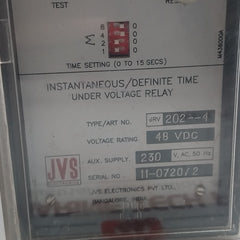 Jvs Jrv 202--4 Under Voltage Relay 0-15Secs 48Vdc