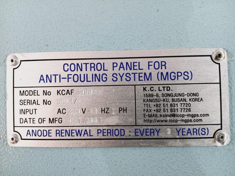 K.C. Kcaf 2060Nm Control Panel For Anti-fouling System (Mgps) Ac220V 60Hz 1Ph