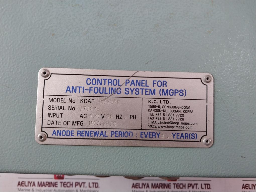 K.C. KCAF 3040RE Control Panel For Anti-fouling System (MGPS)